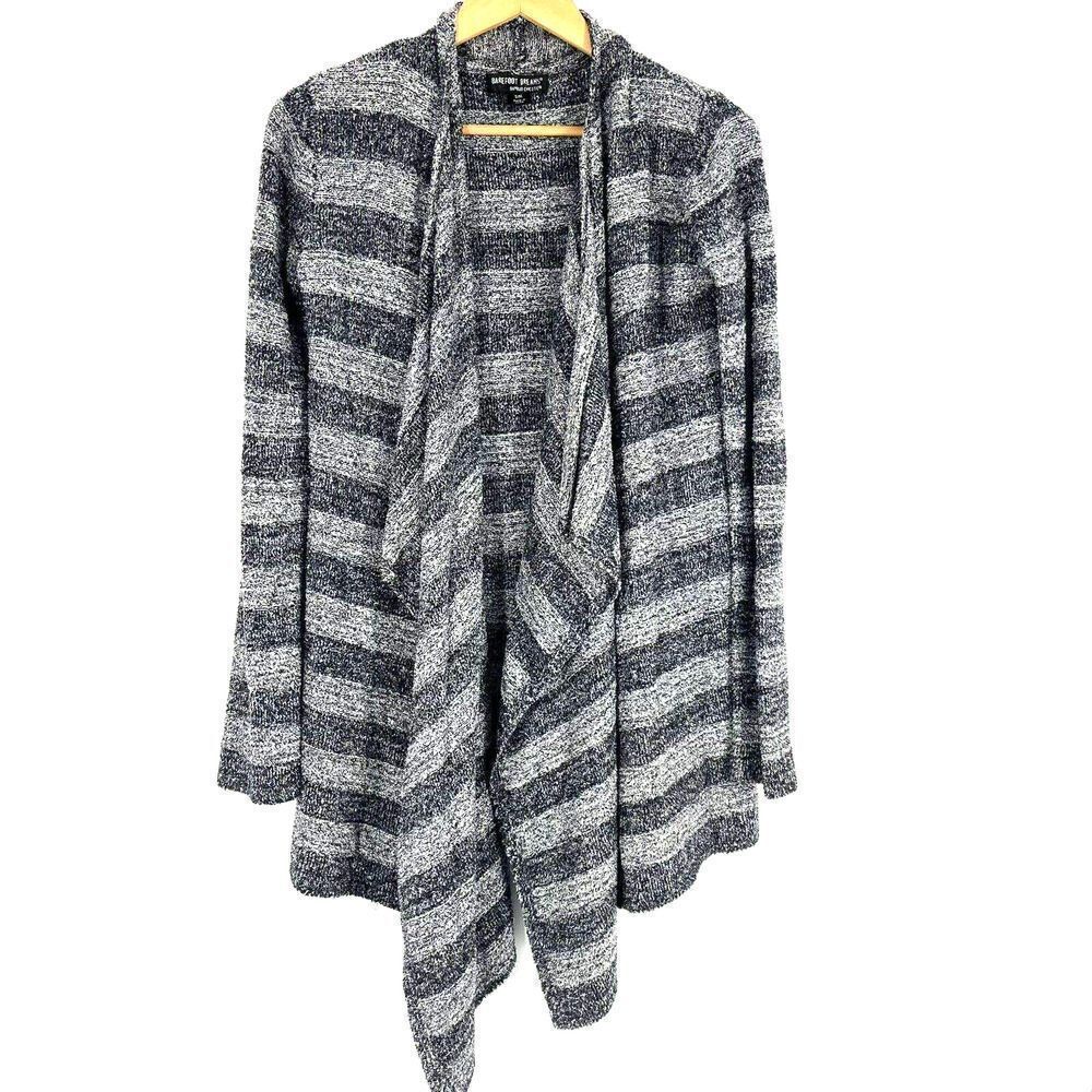 Barefoot Dreams Sweater Size S/M Blue Stripe Cozy Chic Lite Island Wrap Cardigan
